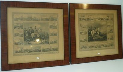 null Paire d'estampes anciennes de scènes militaires : "Napoléon à la bataille d'Austerlitz...