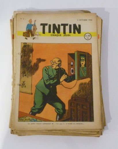 null Ensemble de 42 fascicules Tintin : 13 de la première année (1946) ; 18 de la...