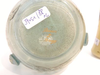 DAUM - Nancy Petit vase ansé à décor naturaliste, circa 1900, verre gravé à l'acide...
