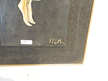 null Panneau décoratif orné d'une danseuse, circa 1960, carreaux en céramique émaillée,...