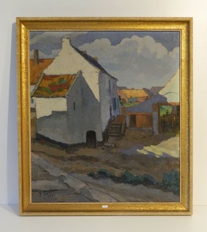 DE TONDREAU Paul (1886-1977) "Coin de ferme", 1928, huile sur toile, signée et datée...