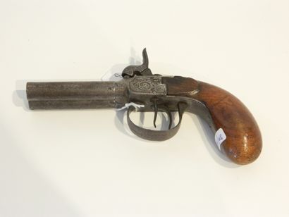 LIEGE Pistolet avec chien à double canon, début XIXe, poinçonné [E - LG], l. 19 ...