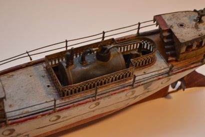 null BING, rare bateau de rivière à vapeur vive, chaudière en cuivre, un piston oscillant,...