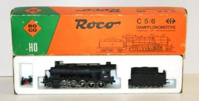null ROCO 14111A, locomotive à vapeur CC5/6 noire, type 150, tender 3 axes en métal...