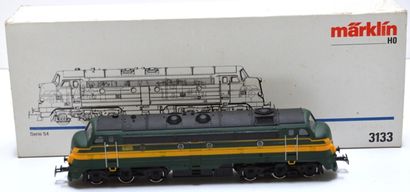 null MÄRKLIN 3133, loco diesel CC verte à lignes jaunes, série 54 n° 5415 de la SNCB,...
