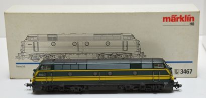 null MÄRKLIN 3467, loco diesel CC belge, série 55 n° 5504 verte et jaune, boîte blanche...