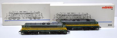 null MÄRKLIN 3133, 2 locos diesel CC, série 54 n° 5409 et 5401 de la SNCB en vert...