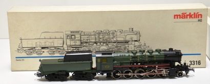 null MÄRKLIN 3316, locomotive à vapeur 150 verte de la SNCB, type 25 004, tender...