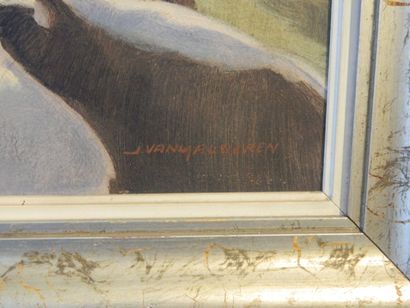 VAN MALDEREN J. (1883-1958) "Paysage", XXe, huile sur carton, signée en bas à droite,...