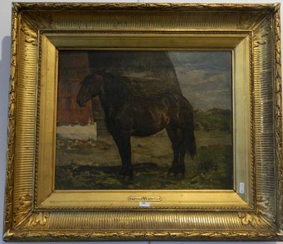 VERWÉE Alfred Jacques (1838-1895) "Cheval", XIXe, huile sur toile, signée et dédicacée...