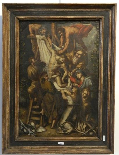 ÉCOLE FLAMANDE - RUBENS Peter Paul (1577-1640) [d'après] "La Descente de Croix",...