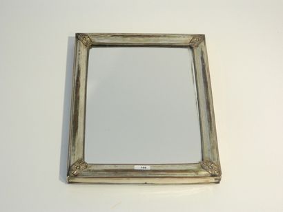 null Miroir de table rectangulaire, XIXe, acajou, cadre en métal argenté, 31x25 cm...