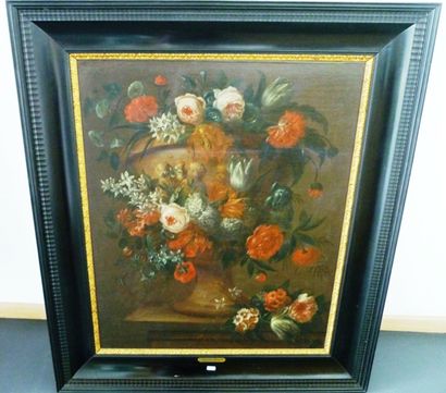 VAN DER BEKEN Ignace [attribué à] "Nature morte aux fleurs", XVIIIe, huile sur toile,...
