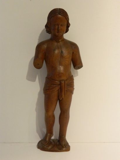 AMERIQUE DU SUD "Enfant-Jésus debout", début XXe, sujet en bois sculpté et ciré,...