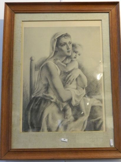 BUISSERET Louis (1888-1956) "Maternité", mi-XXe, reproduction, 34,5x48,5 cm.
