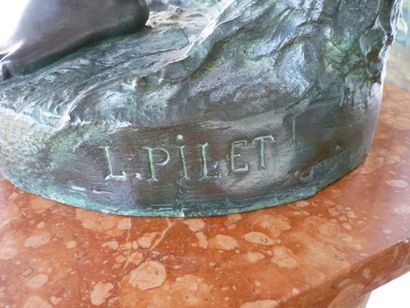 null PILET Léon (1840-1916), "Diane chasseresse", fin XIXe, important sujet en bronze...