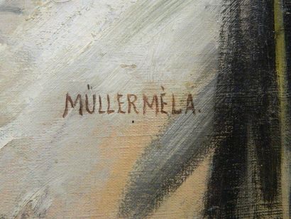 MÜLLER Méla (Hongrie, 1879-1933) "Portrait d'une élégante", circa 1900, huile sur...