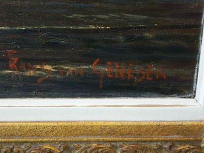 VAN GENESEN Franz (1887-1945) "Marine", XXe, huile sur toile, signée en bas à droite,...