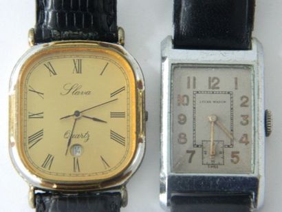 null Ensemble de deux montres agrémentées d'un bracelet en cuir : une de marque LICKE...