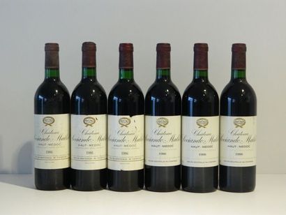 null Bordeaux, Haut-Médoc, six bouteilles du Château Sociando Mallet, rouge, années...