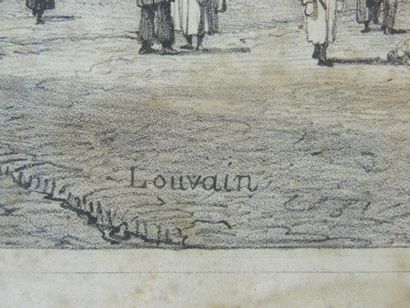null ÉCOLE BELGE, "Louvain - Hôtel de ville", fin XIXe, lithographie, 41x27,5 cm...