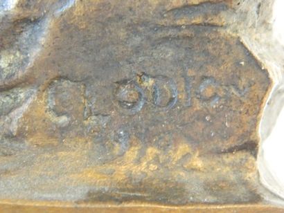 CLODION [d'après] "Bacchante allongée", XIXe, sujet en bronze à patine médaille sur...