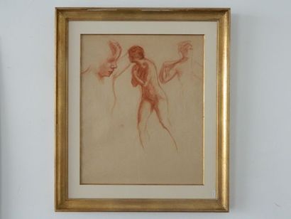 VAN RYSSELBERGHE Théo (1862-1926) "Études de femme", circa 1910, sanguine sur papier,...