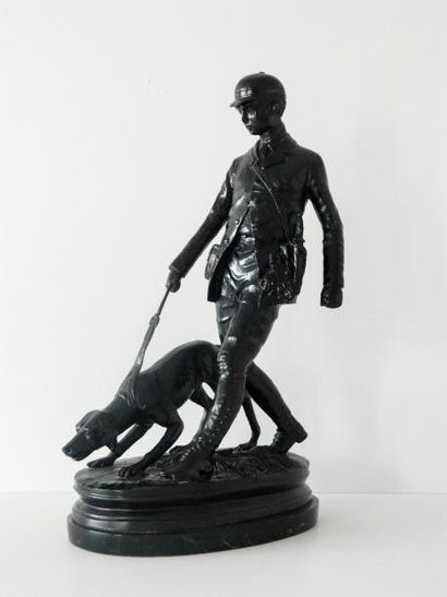 VALTON Charles (1851-1918) "Veneur et son chien", fin XIXe - début XXe, sujet en...