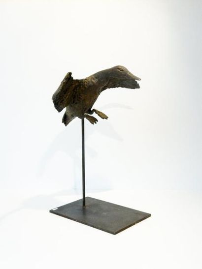 DEL MARMOL Emmanuel "Envol de canard", 2016, sujet en bronze patiné, monogrammé,...