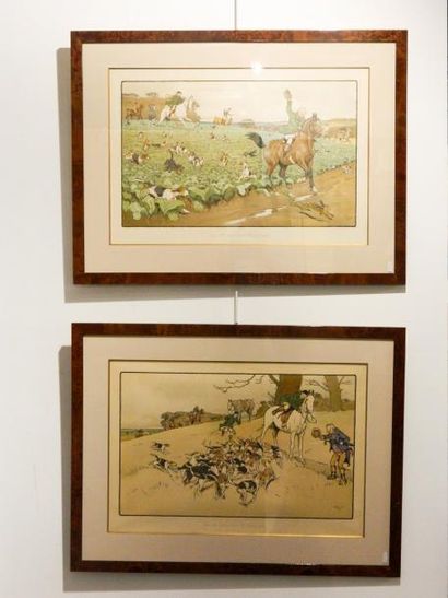 ALDIN Cécil (1870-1935) "The Harefield Harriers", début XXe, suite de six lithographies...