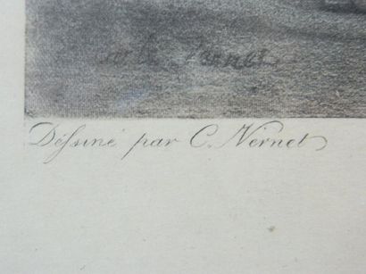 VERNET Carle (1758-1836) [d'après] "Jockei coupant son adversaire [sic]", lithographie...