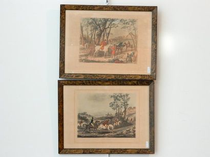 VERNET Carle (1758-1836) [d'après] "Le Départ" et "La Chasse", paire de lithographies...