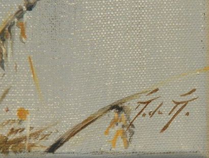 DE MAUROY Magali "Envol de bécasse", XXIe, huile sur toile, signée en bas à droite,...
