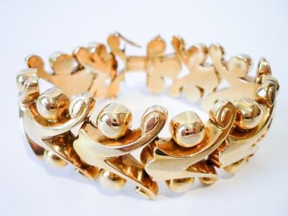 null Bracelet articulé ouvrant en en or jaune 18k, 72 g env.