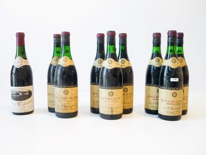 null BOURGOGNE, rouge, ensemble de neuf bouteilles :

Beaujolais Villages - Château...