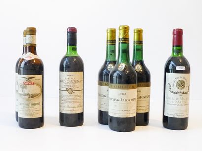 null BORDEAUX, rouge, ensemble de sept bouteilles :

(POMEROL), Château L'Enclos-Haut-Mazeyres,...