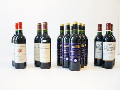 null BORDEAUX (MOULIS), rouge, bel ensemble de treize bouteilles [étiquettes : états...