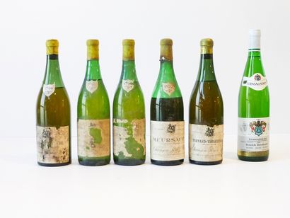 null BOURGOGNE, blanc, ensemble de cinq bouteilles (1966-70/s.m.) [altérations, étiquettes...