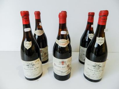 null BOURGOGNE, rouge, ensemble de six bouteilles :
Beaune Clos-du-Roi, 1953, trois...