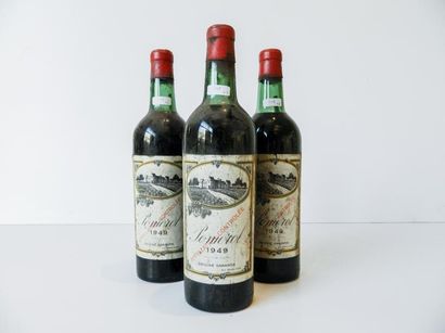 null BORDEAUX, rouge, Pomerol, 1949, trois bouteilles [étiquettes altérées, haut...