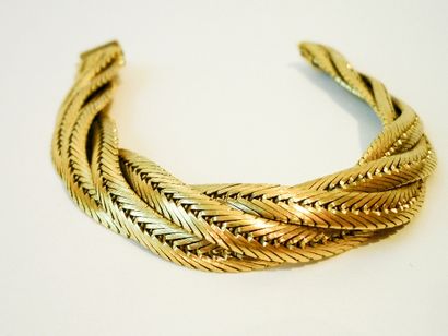 null Bracelet en or jaune 18k tressé, l. 19,5 cm, 72,7 g env.