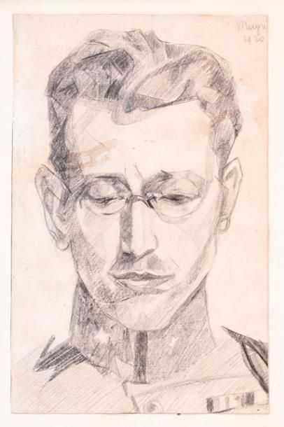 MAGRITTE René (1898-1967) "Portrait de Maurice Theis", 1920, crayon sur papier fort,...
