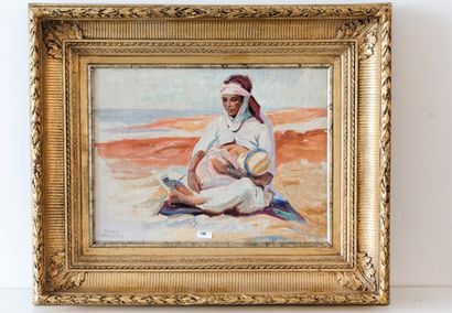 GAILLIARD Frans (1861-1932) "Mère berbère", début XXe, huile sur toile marouflée...