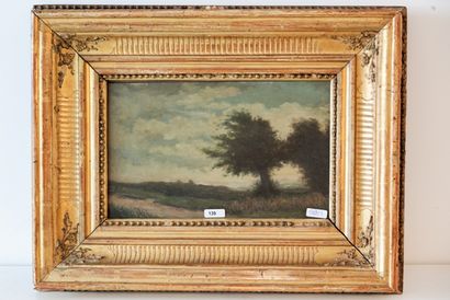 VIGNON Victor (1847-1909) "Paysage arboré", XIXe, huile sur panneau, signée en bas...