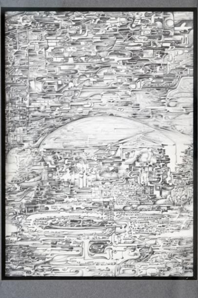 DUBRAY Cyrus (1927-1979) "Composition abstraite", [19]74, crayon sur papier, monogrammé...