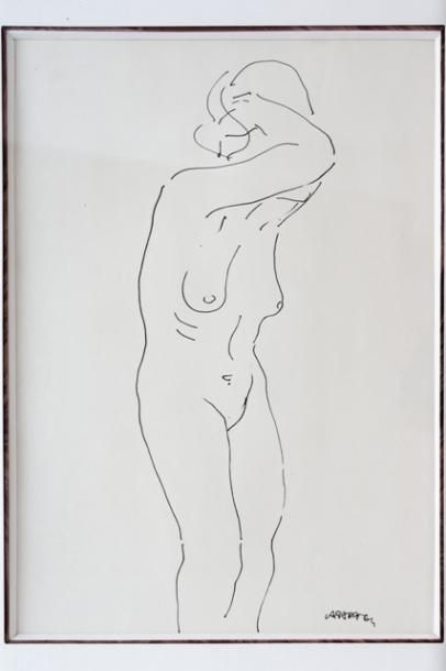 JESPERS Floris (1889-1965) "Nu bras levés", [19]64, encre de Chine sur papier, signée...