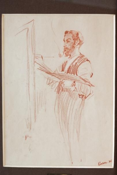 ENSOR James (1860-1949) "L'Artiste à son chevalet" (recto) et "Double portrait d'Augusta...