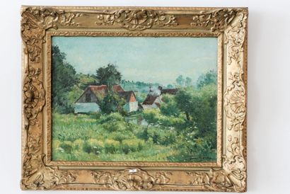 MAYNÉ Jean (1850-1905) "Paysage bucolique", fin XIXe, huile sur panneau, signée et...