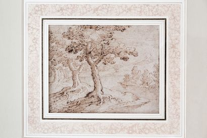D'ONOFRIO Crescenzio (c.1632-1698/1712) [attribué à] "Paysage arboré", fin XVIIe,...