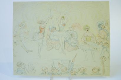 ENSOR James (1860-1949) "Duel de masques" et "La Valse", paire de lithographies polychromes...